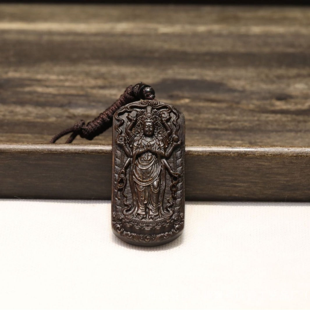 Agarwood Eight-armed Guanyin Pendant