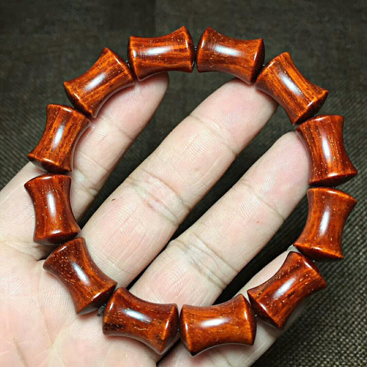 Small leaf red sandalwood old material Buddha beads bracelet bracelet bamboo shape rising step by step men's jewelry