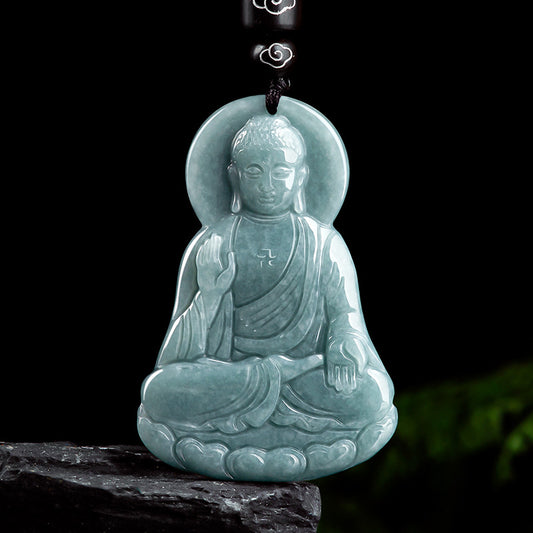 Emerald Blue Amitabha Jade Pendant Ice Type Pendant