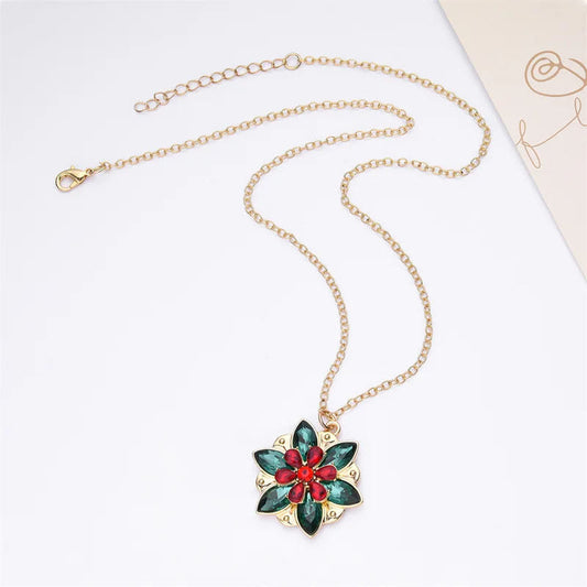 Retro colorful flower pendant light luxury fashion versatile necklace