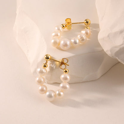 French retro baroque freshwater pearl earrings