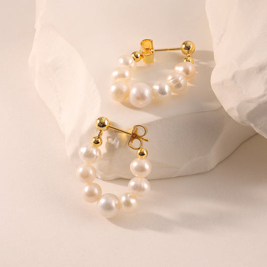 French retro baroque freshwater pearl earrings