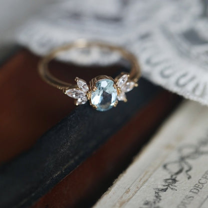 Sky Blue Topaz Wings Zirconia Wild Ring