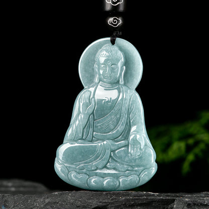 Emerald Blue Amitabha Jade Pendant Ice Type Pendant