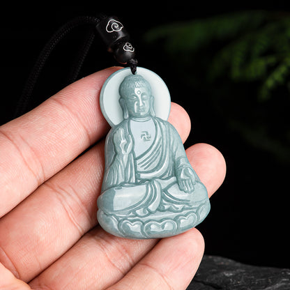 Emerald Blue Amitabha Jade Pendant Ice Type Pendant