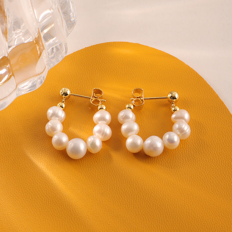 French retro baroque freshwater pearl earrings