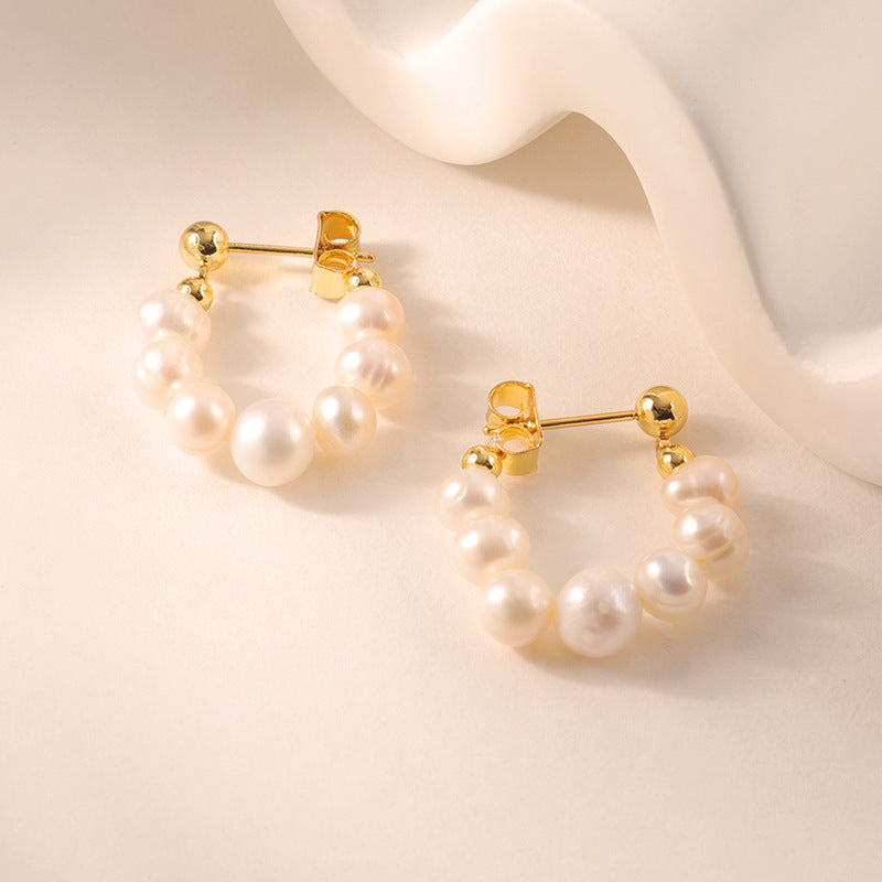 French retro baroque freshwater pearl earrings