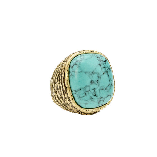 French high-end turquoise ring female open middle-aged elegant retro ring