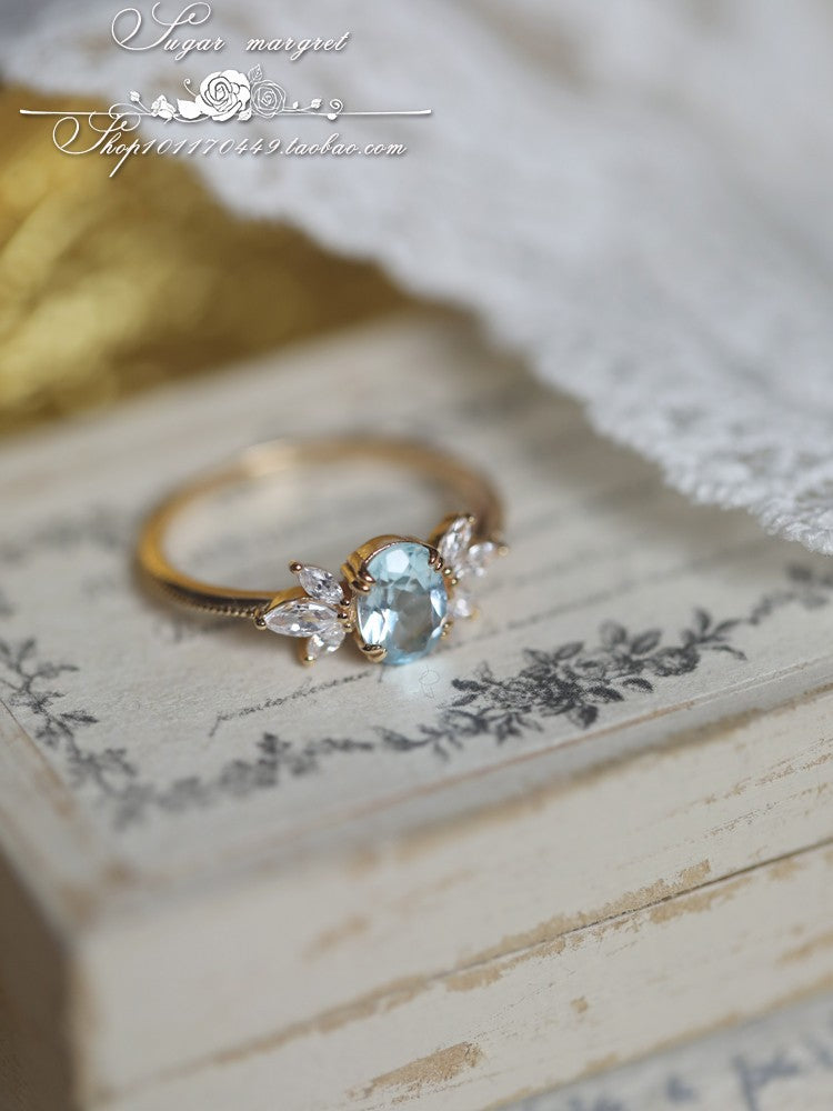 Sky Blue Topaz Wings Zirconia Wild Ring