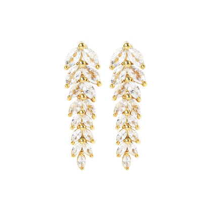 Wax inlaid zircon tassel earrings