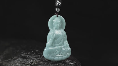 Emerald Blue Amitabha Jade Pendant Ice Type Pendant